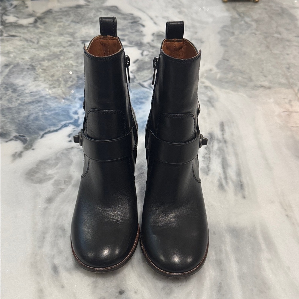 Coach Black Leather Moto booties